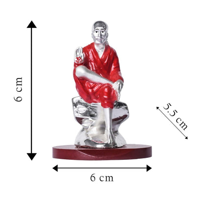 DIVINITI 999 Silver Plated Sai Baba Idol For Home Decoration, Car Dashboard, Gift (6 X 6 CM)