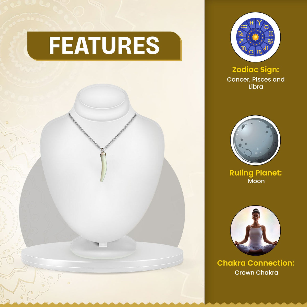 White Horn Crystal Pendant