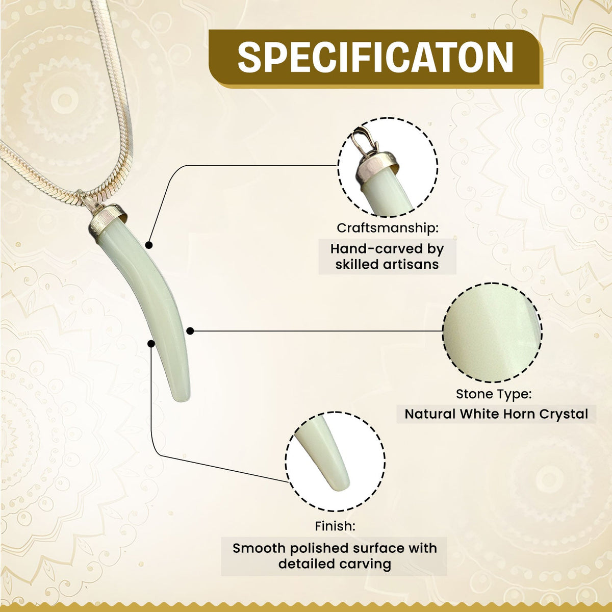 White Horn Crystal Pendant