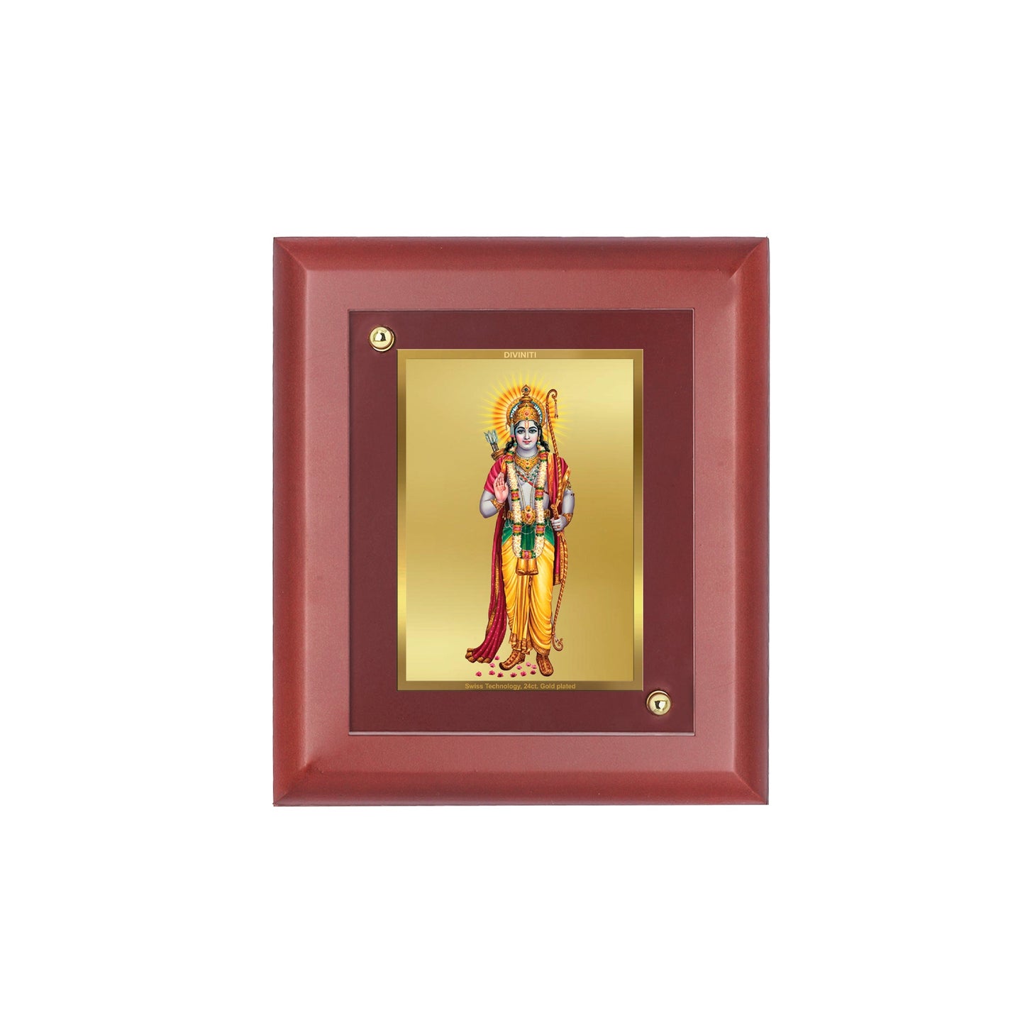 Diviniti 24K Gold Plated Lord Ram Photo Frame For Home Decor Showpiece, Table Decor, Wall Hanging Decor & Gift (16 CM X 20 CM)