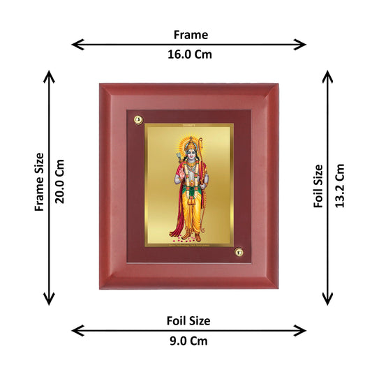 Diviniti 24K Gold Plated Lord Ram Photo Frame For Home Decor Showpiece, Table Decor, Wall Hanging Decor & Gift (16 CM X 20 CM)