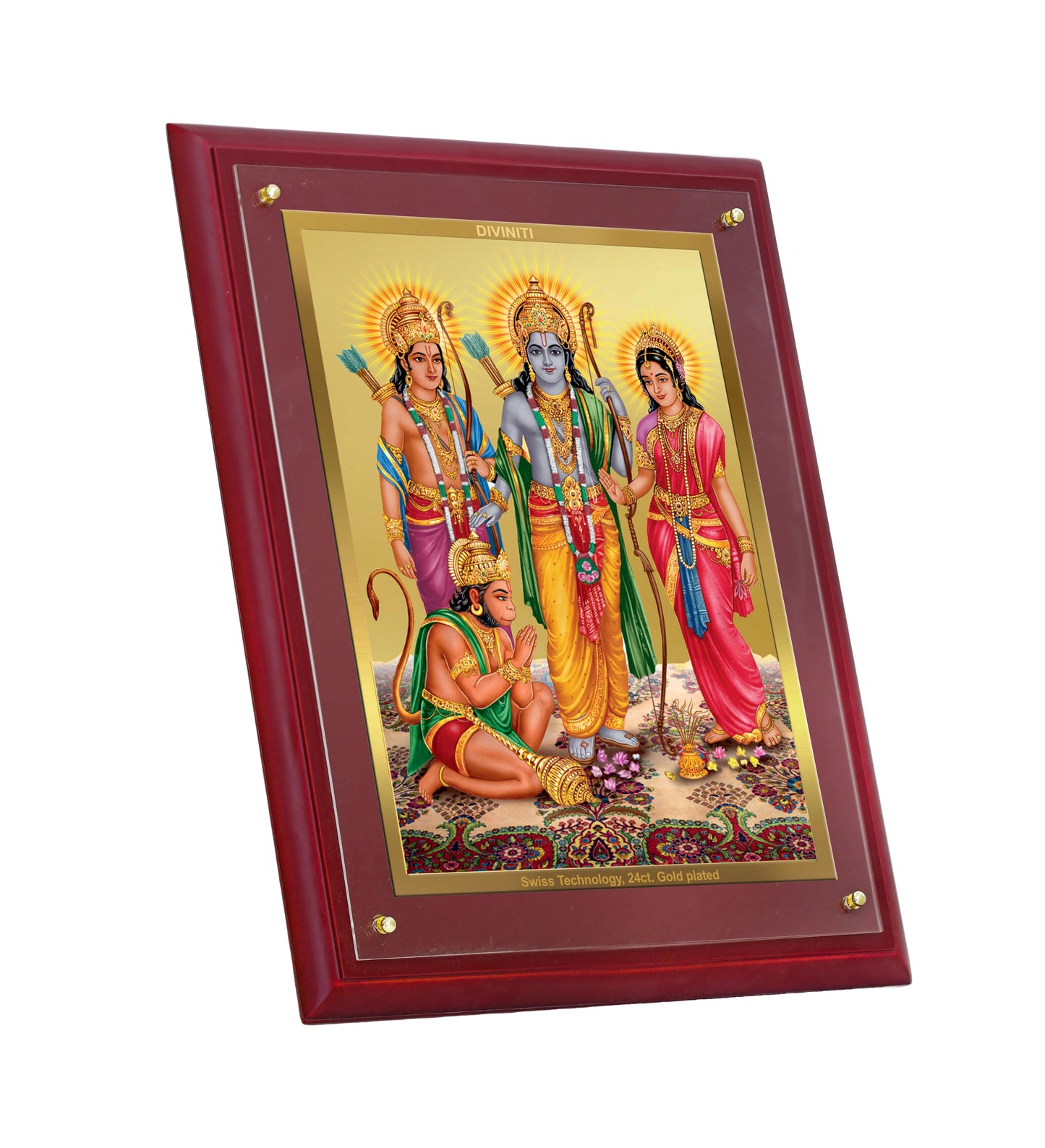 Diviniti 24K Gold Plated Ram Darbar Photo Frame For Home Decor, Wall Hanging Decor, Worship & Gift (36.5 CM X 30.5 CM)