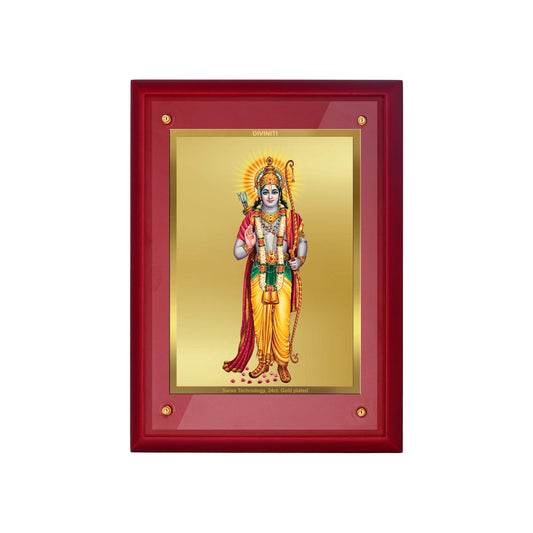 Diviniti 24K Gold Plated Ram Ji Photo Frame For Home Decor, Table Decor, Wall Hanging, Puja & Festival Gift (30 CM X 23 CM)