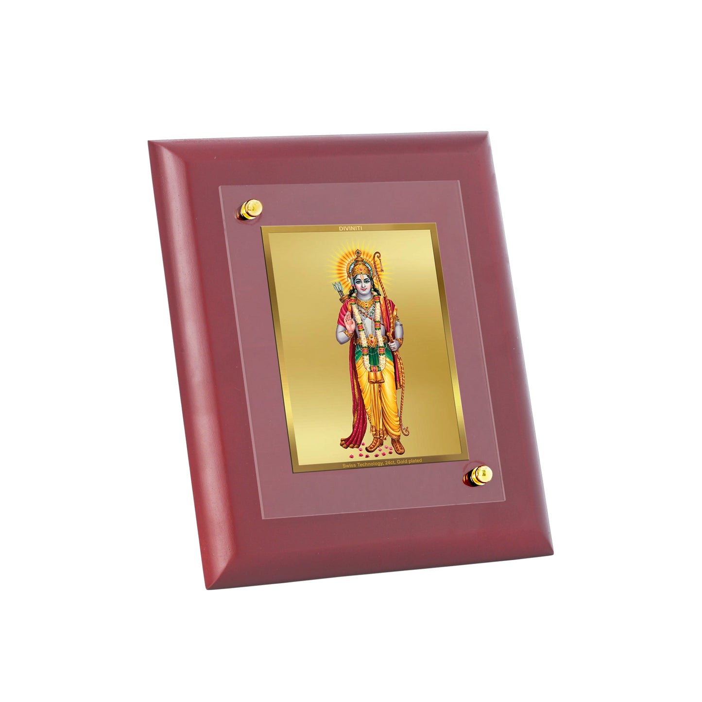 Diviniti 24K Gold Plated Lord Ram Photo Frame For Home Decor Showpiece, Table Decor, Wall Hanging Decor & Gift (16 CM X 20 CM)