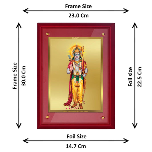 Diviniti 24K Gold Plated Ram Ji Photo Frame For Home Decor, Table Decor, Wall Hanging, Puja & Festival Gift (30 CM X 23 CM)