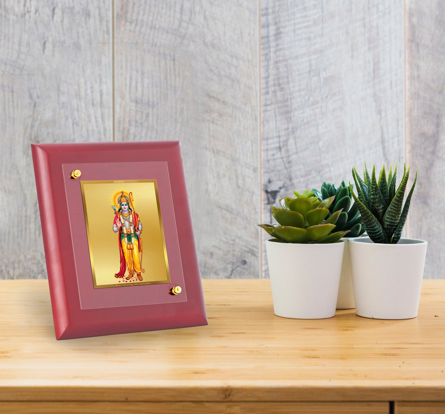 Diviniti 24K Gold Plated Lord Ram Photo Frame For Home Decor Showpiece, Table Decor, Wall Hanging Decor & Gift (16 CM X 20 CM)