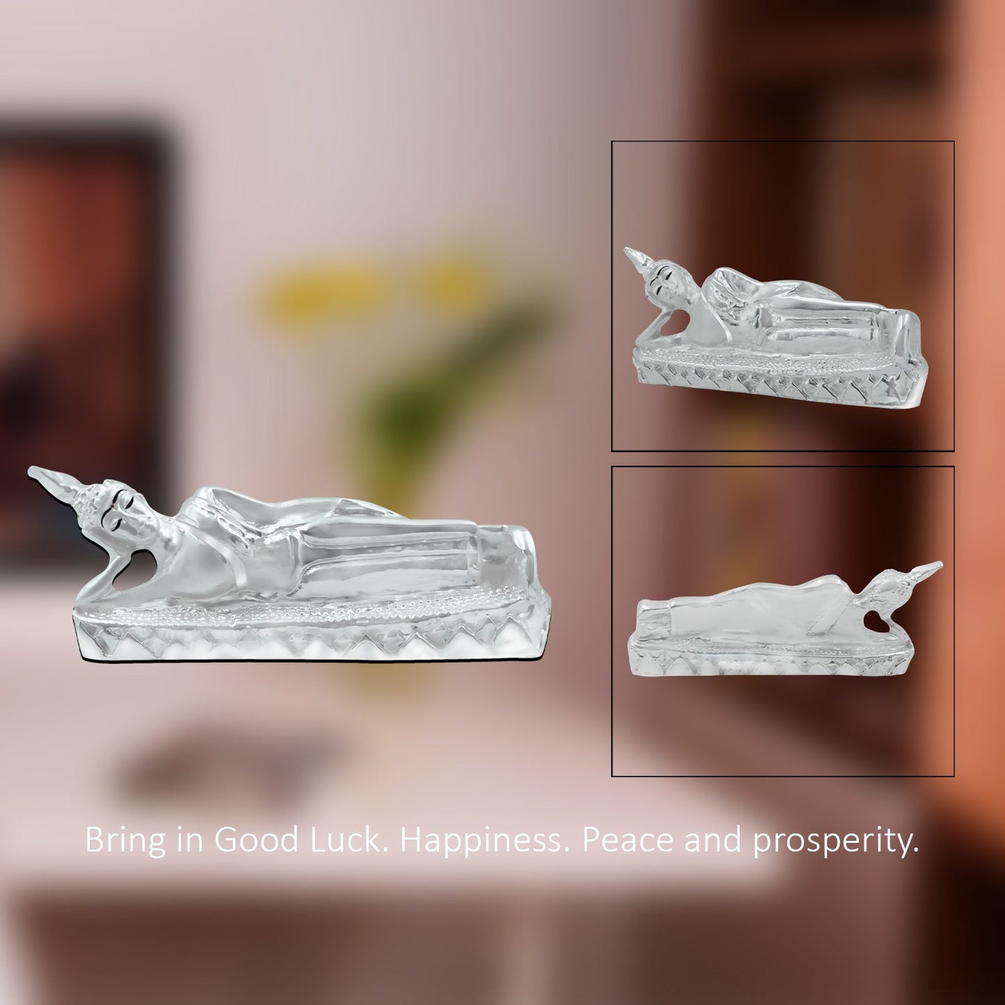 Diviniti 999 Silver Plated Buddha Idol for Home Decor Showpiece (3.5 X 9 CM)