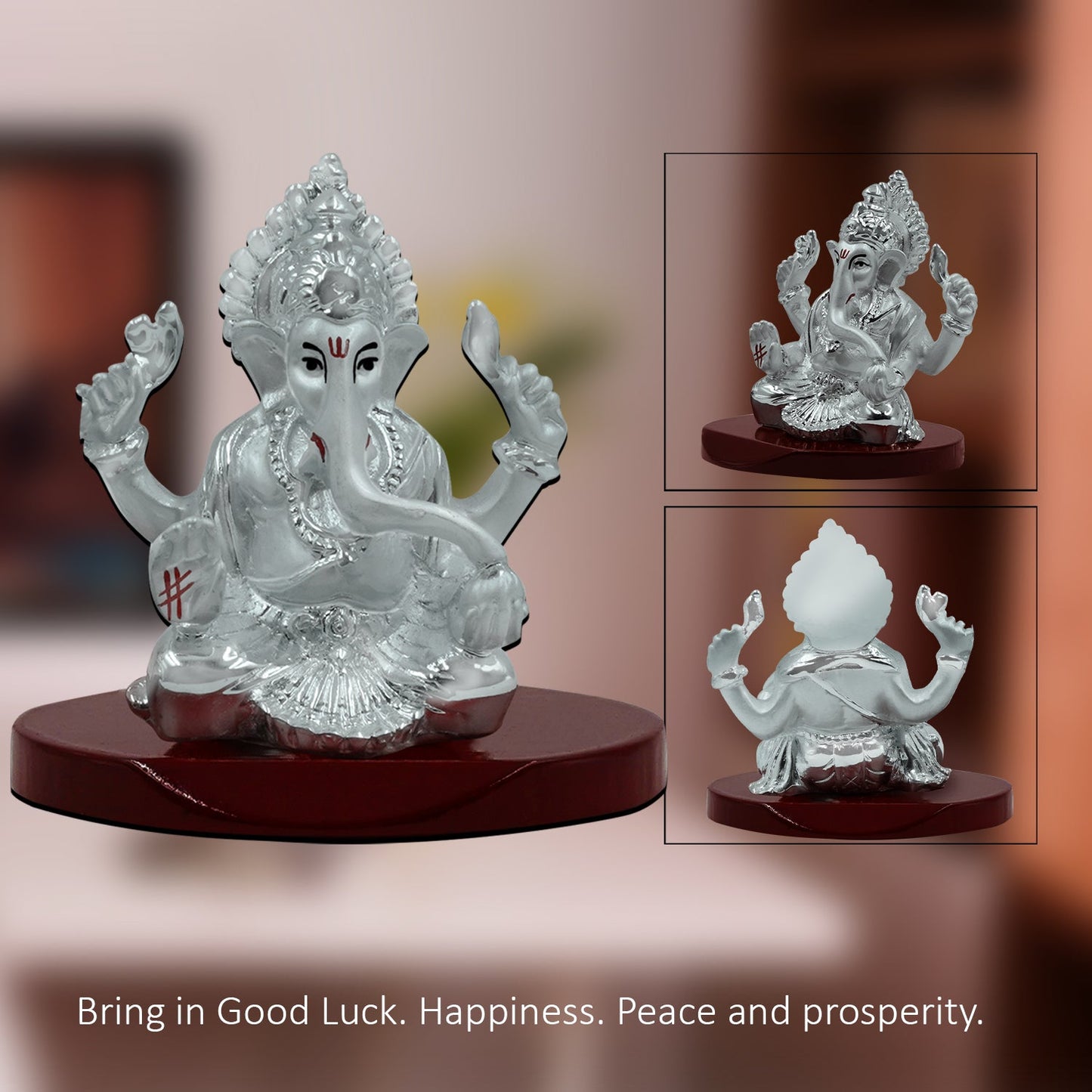 Diviniti 999 Silver Plated Lord Ganesha Idol for Home Decor Showpiece (8X6.5CM)