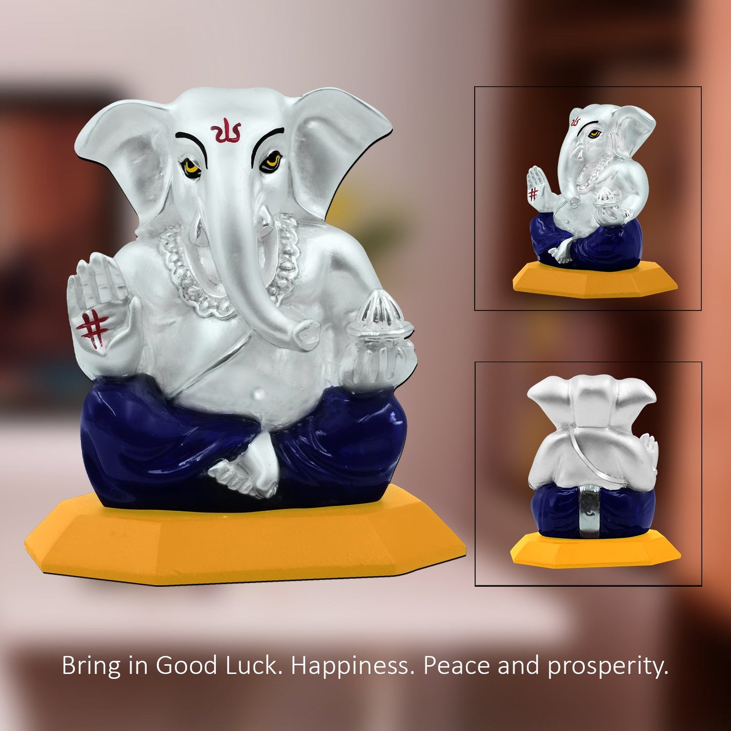 Diviniti 999 Silver Plated Lord Ganesha Idol for Home Decor Showpiece, Puja Room (5X5CM)