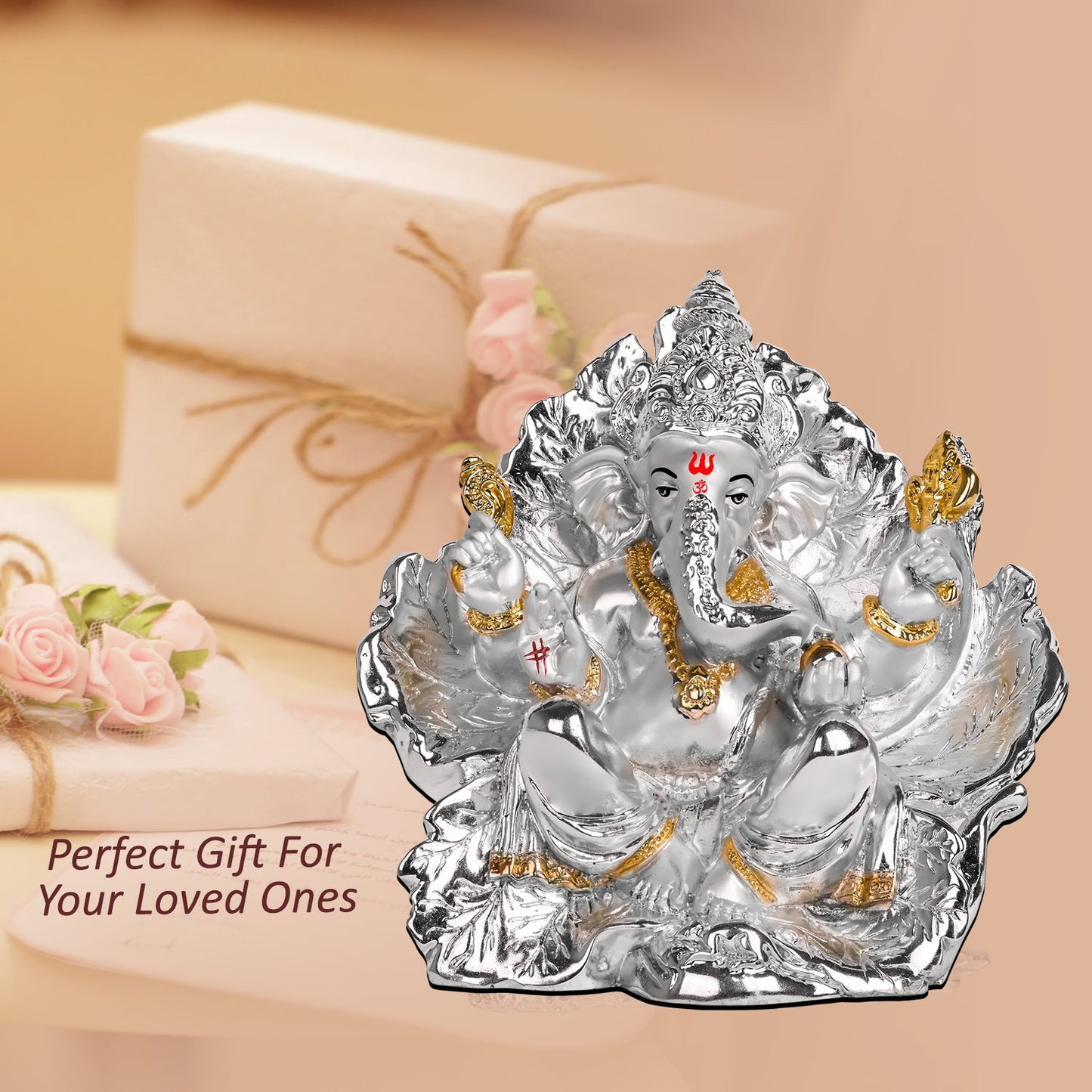 Diviniti 999 Silver Plated Ganesha Idol for Home Decor Showpiece (21 X 17.5 CM)