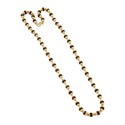Black Grain Gold Capping Rudraksha Mala