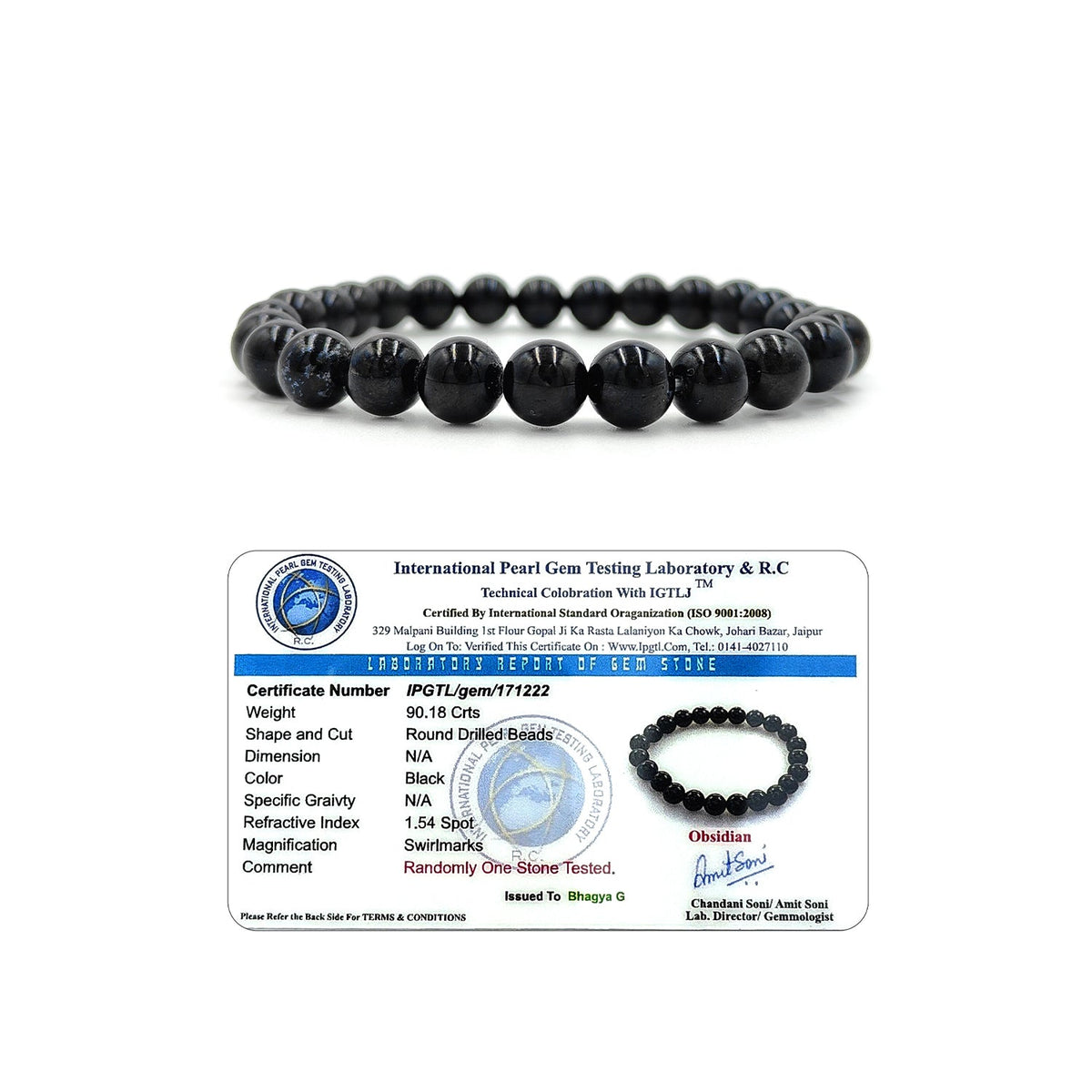 Black Obsidian Bracelet For Protection & Problem Solver
