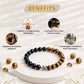 Black Obsidian and Tiger Eye Bracelet with Turtle Charm