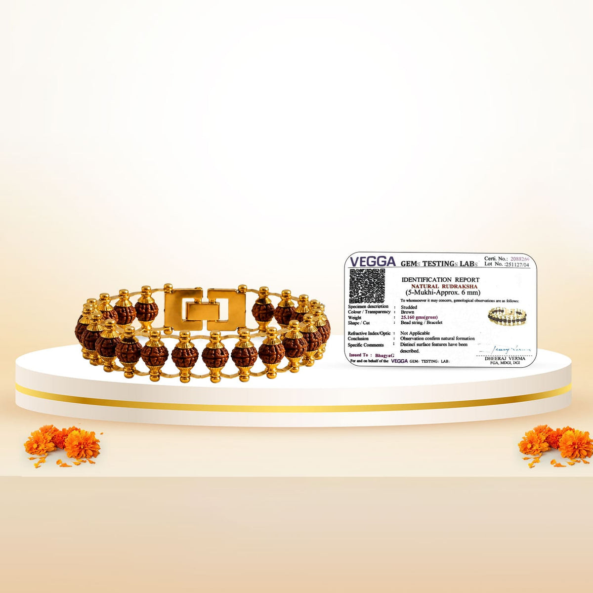 Brass Chain Rudraksha Bracelet