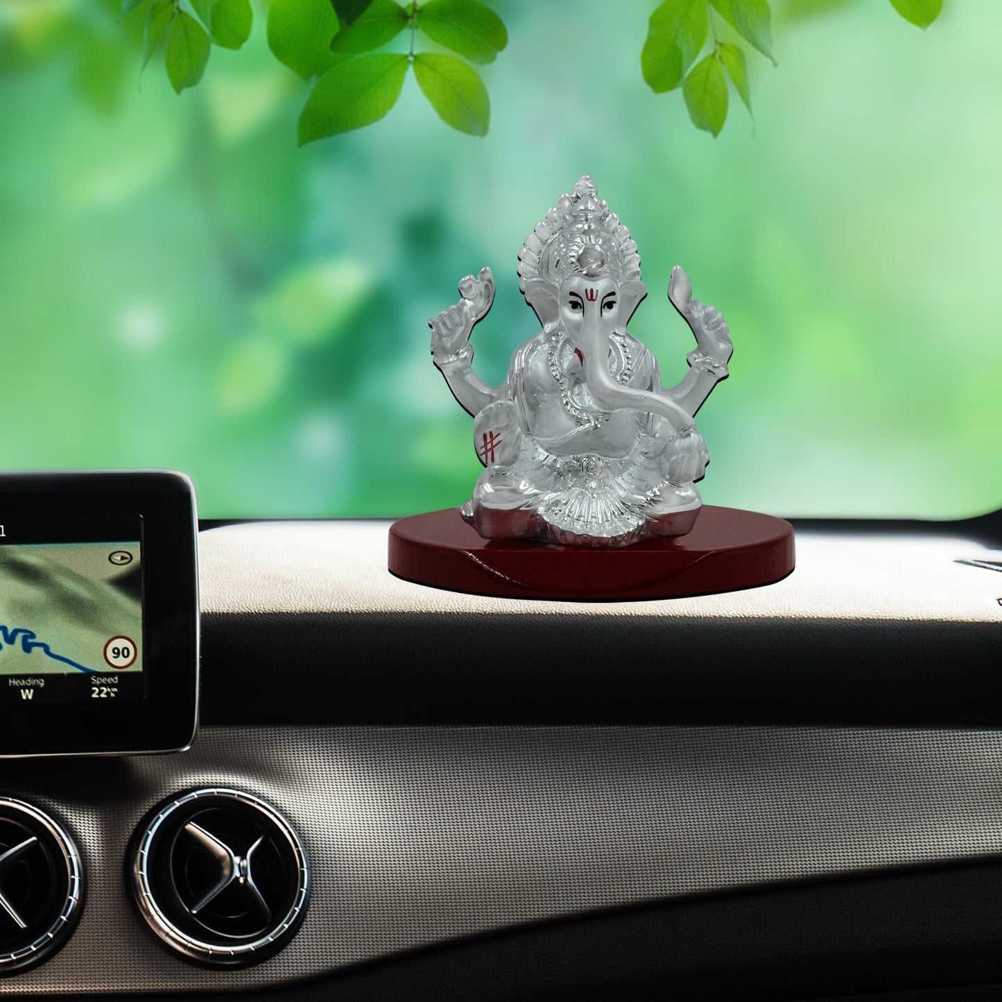 Diviniti 999 Silver Plated Lord Ganesha Idol for Home Decor Showpiece (8X6.5CM)
