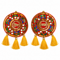 Circular Shubh Labh Hanging Pair with Tassels | Traditional Door & Home Entrance Décor