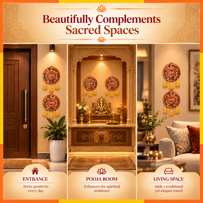 Circular Shubh Labh Hanging Pair with Tassels | Traditional Door & Home Entrance Décor