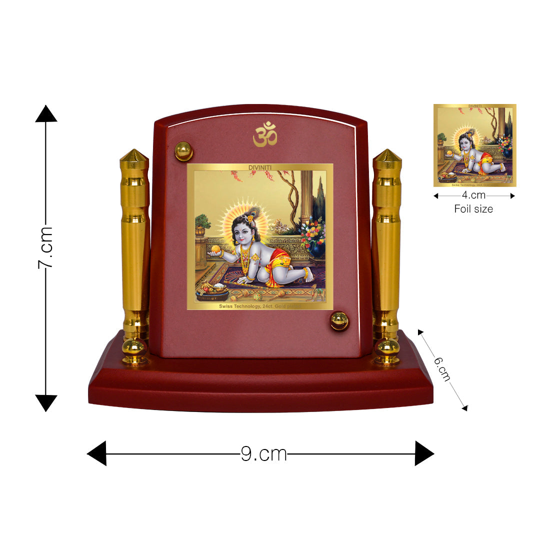 Diviniti 24K Gold Plated Laddu Gopal For Home Decor Showpiece, Puja Room, Housewarming Gift (7 x 9 CM)