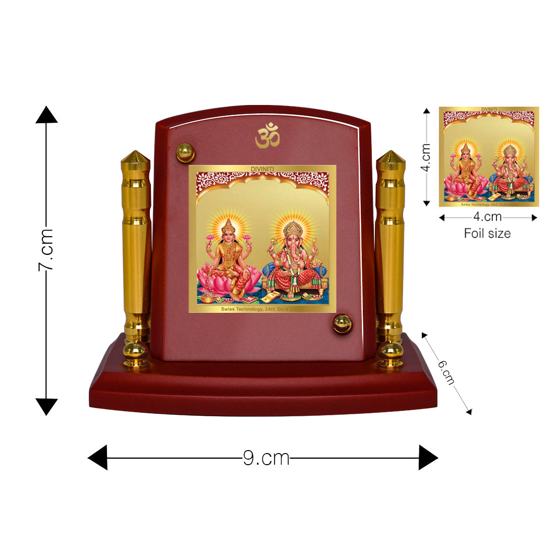 Diviniti 24K Gold Plated Laxmi Ganesha For Car Dashboard, Home Decor, Puja Room, Gift (7 x 9 CM)