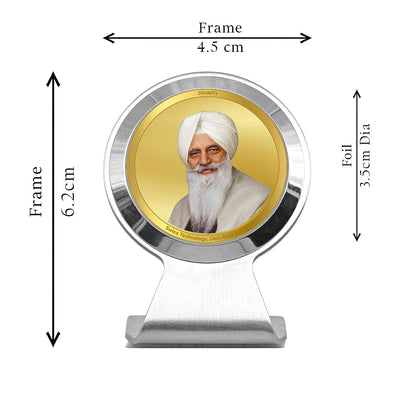 Diviniti 24K Gold Plated Radha Soami Frame For Car Dashboard, Home Decor & Table (6.2 x 4.5 CM)