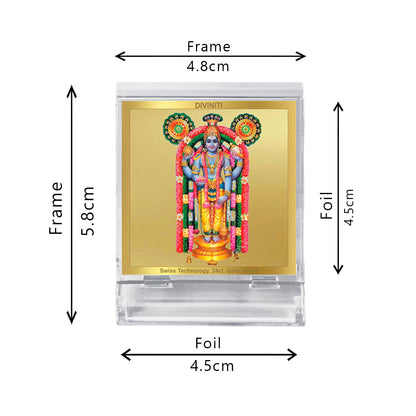 Diviniti 24K Gold Plated Guruvayurappan Frame For Car Dashboard, Home Decor, Puja, Gift (5.8 x 4.8 CM)
