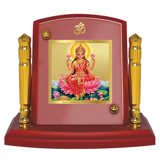 Diviniti 24K Gold Plated Lakshmi Ji Frame For Car Dashboard, Home Decor, Puja Room, Worship (7 x 9 CM)