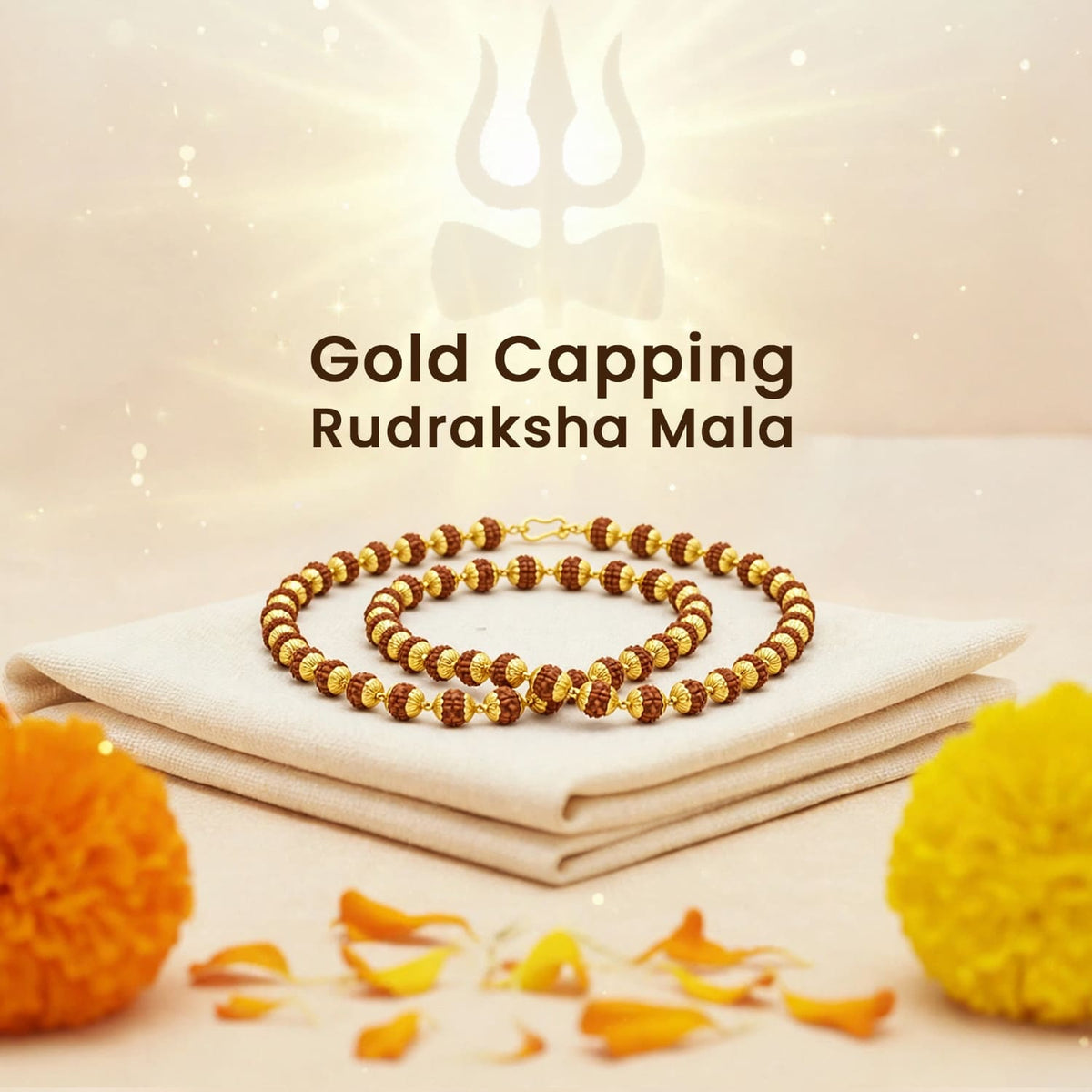 Gold Capping Rudraksha Mala