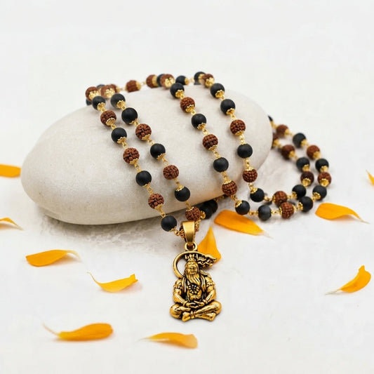 Golden Bajrangbali Meditation Karungali Rudraksha Mala