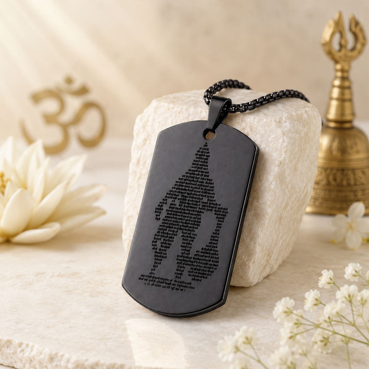 Hanuman Chalisa Pendant with Chain (Golden, Silver, Black)