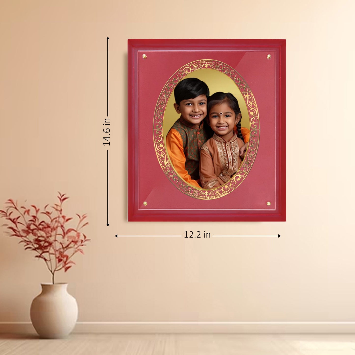 Diviniti Photo Frame With Customized Photo Printed on 24K Gold Plated Foil| Personalized Gift for Birthday, Marriage Anniversary & Celebration With Loved Ones| MDF Frame Size 4