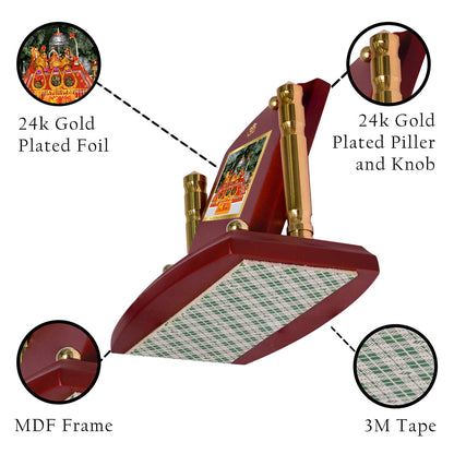 Diviniti 24K Gold Plated Vaishno Devi For Car Dashboard, Home Decor, Puja, Festival Gift (7 x 9 CM)