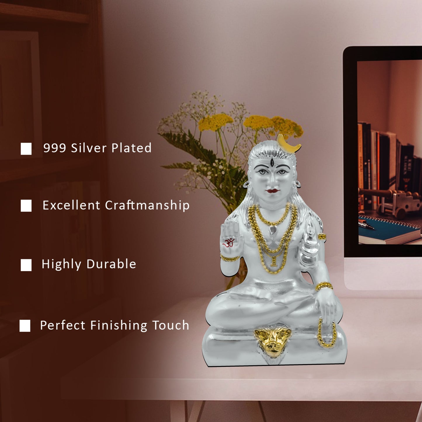 Diviniti 999 Silver Plated Baba Gorakhnath Idol for Home Decor Showpiece (10X6CM)