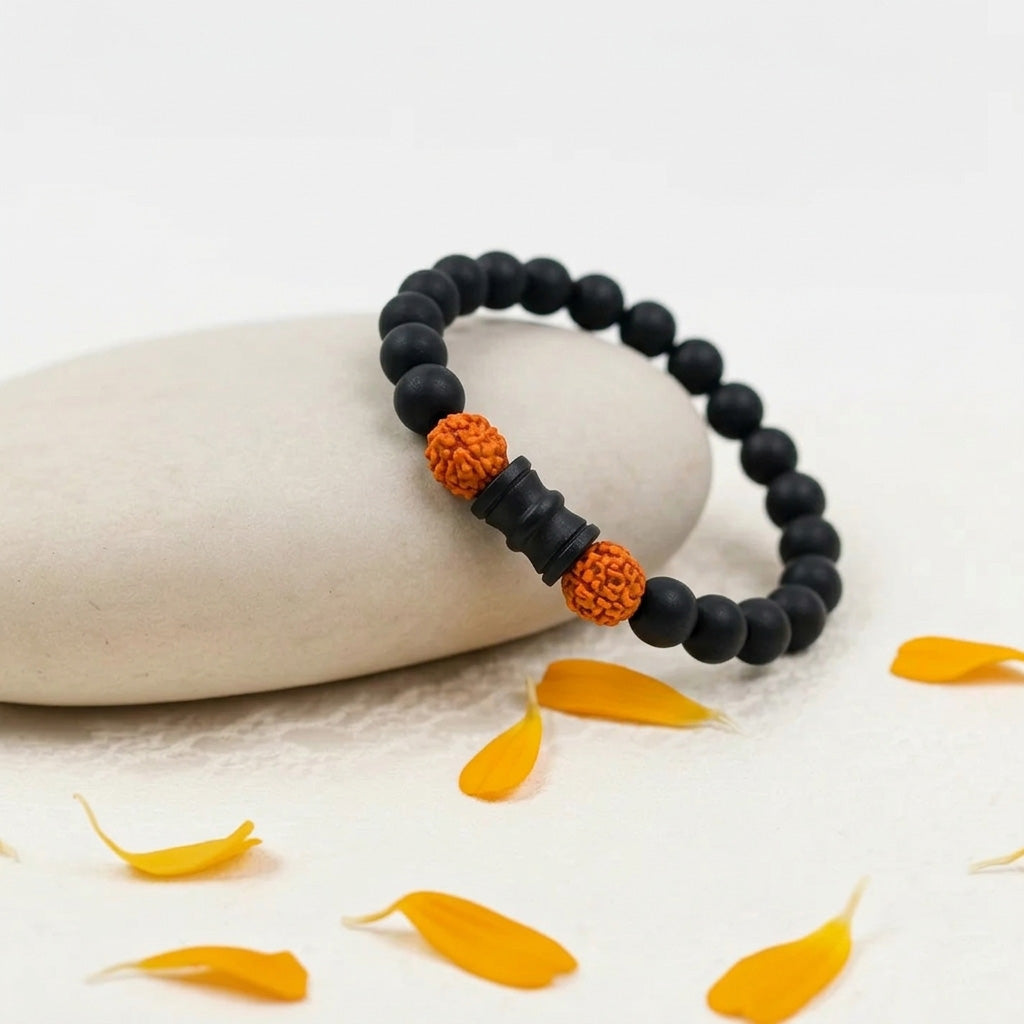Karungali Rudraksha Damru Bracelet