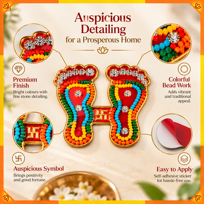 Lakshmi Charan with Om Decorative Pair | Auspicious Puja Room & Home Entrance Décor