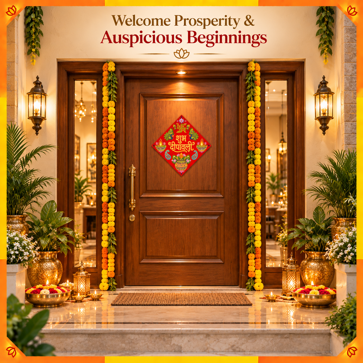 Shubh Deepawali Kalash Decorative Sticker | Auspicious Diwali Door & Home Entrance Décor