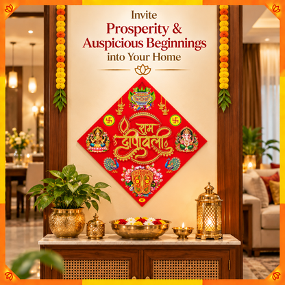 Shubh Deepawali Charan Decorative Sticker | Lakshmi Charan Diwali Door & Entrance Décor
