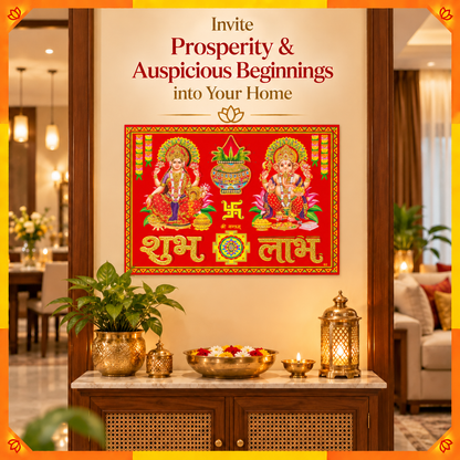 Lakshmi Ganesha Shubh Labh Decorative Sticker | Diwali Home Entrance & Puja Room Décor