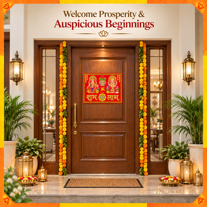 Lakshmi Ganesha Shubh Labh Decorative Sticker | Diwali Home Entrance & Puja Room Décor