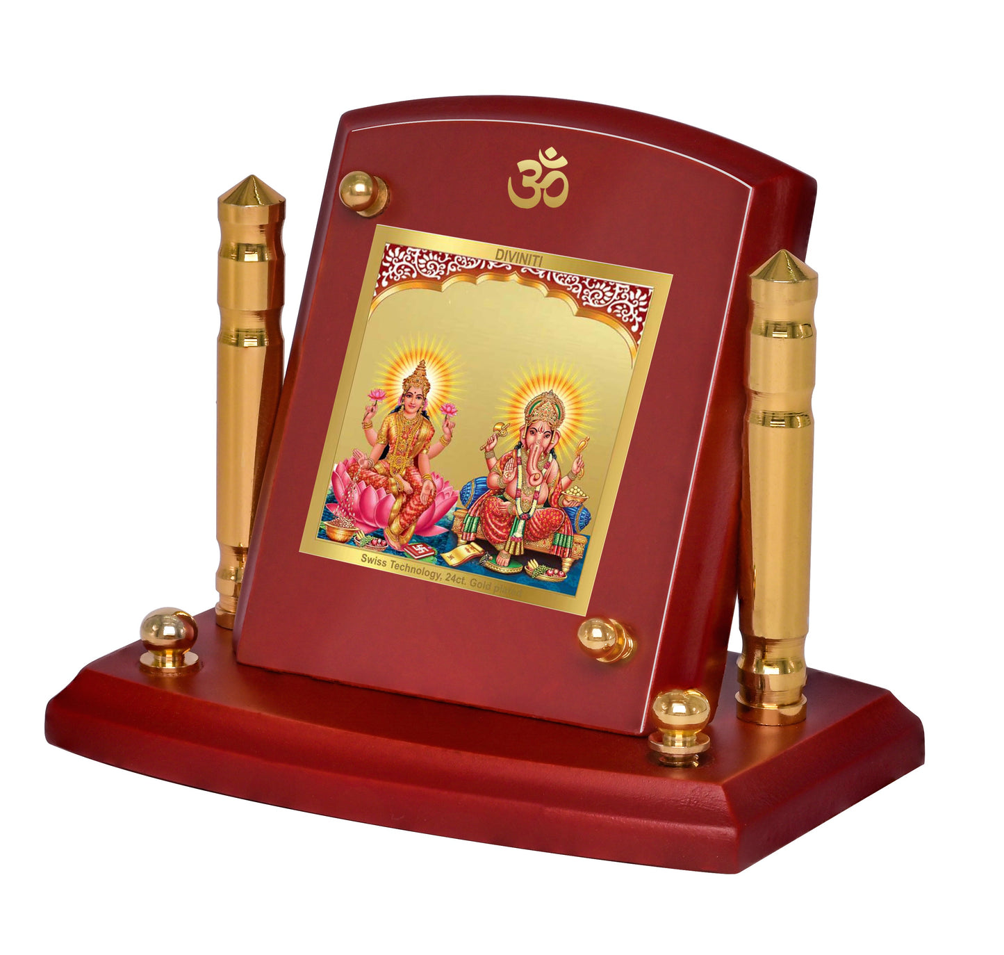 Diviniti 24K Gold Plated Laxmi Ganesha For Car Dashboard, Home Decor, Puja Room, Gift (7 x 9 CM)