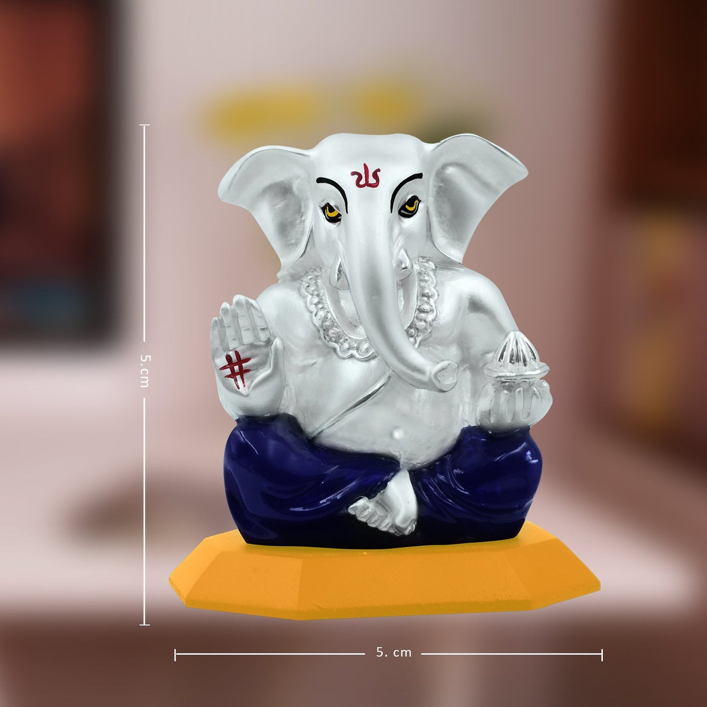 Diviniti 999 Silver Plated Lord Ganesha Idol for Home Decor Showpiece, Puja Room (5X5CM)