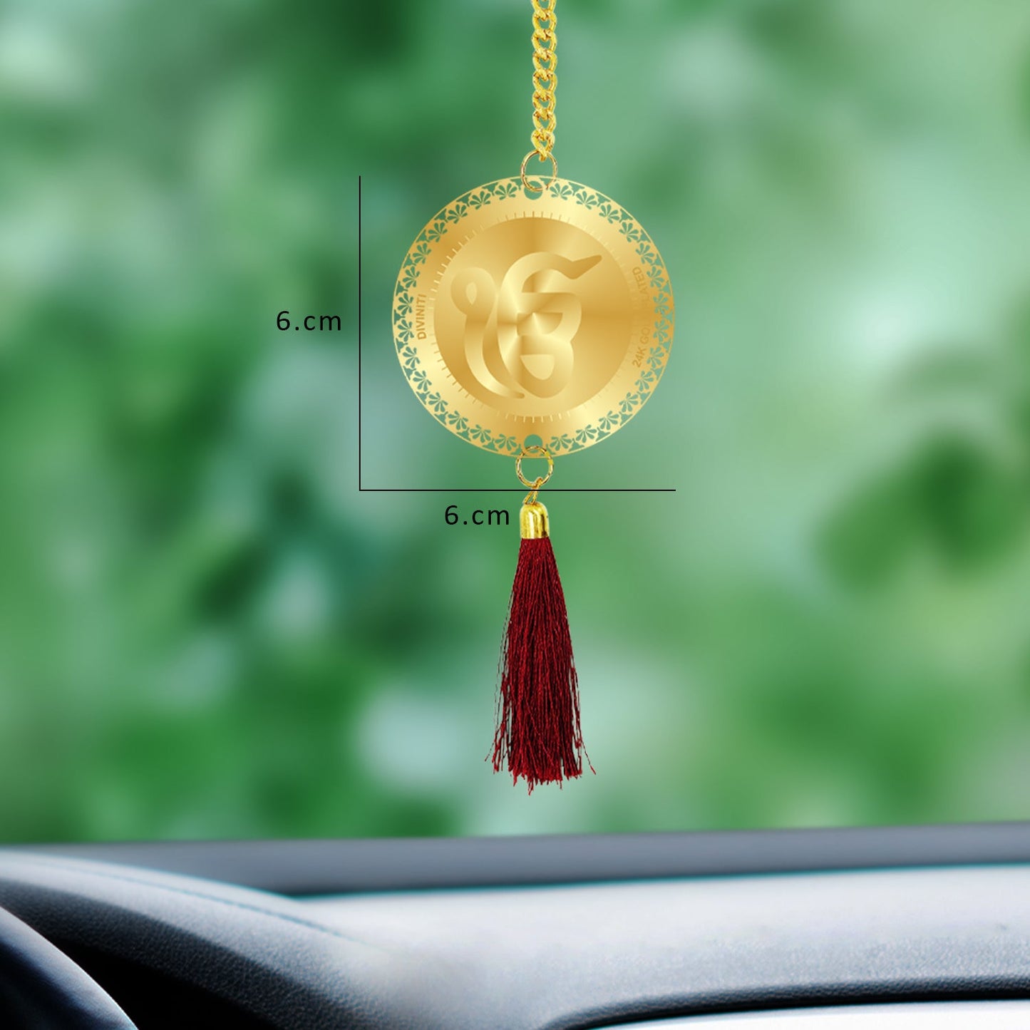 Diviniti 24K Gold Plated Double Sided Khanda Sahib Ek Omkar Car