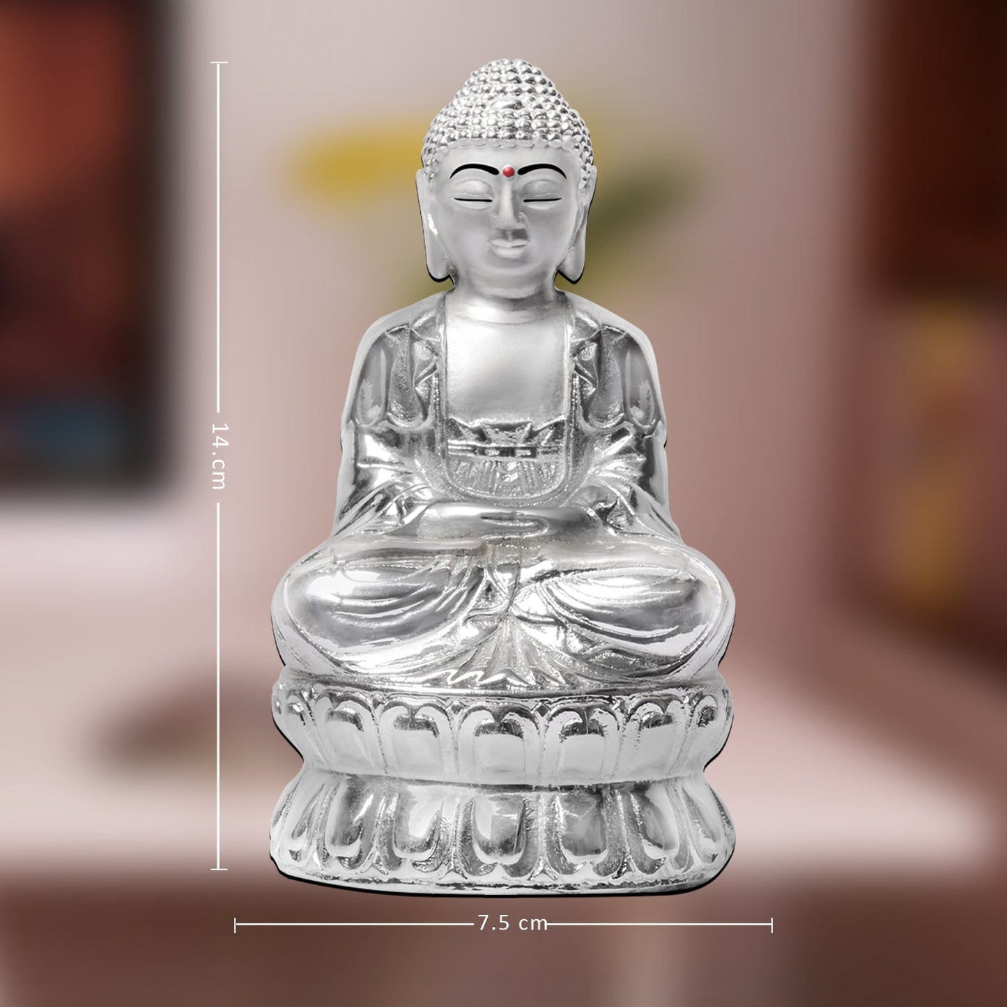 Diviniti 999 Silver Plated Buddha Idol for Home Decor Showpiece (14 X 7.5 CM)