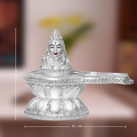 Diviniti 999 Silver Plated Shiva Lingam Idol for Home Decor Showpiece (12X15CM)