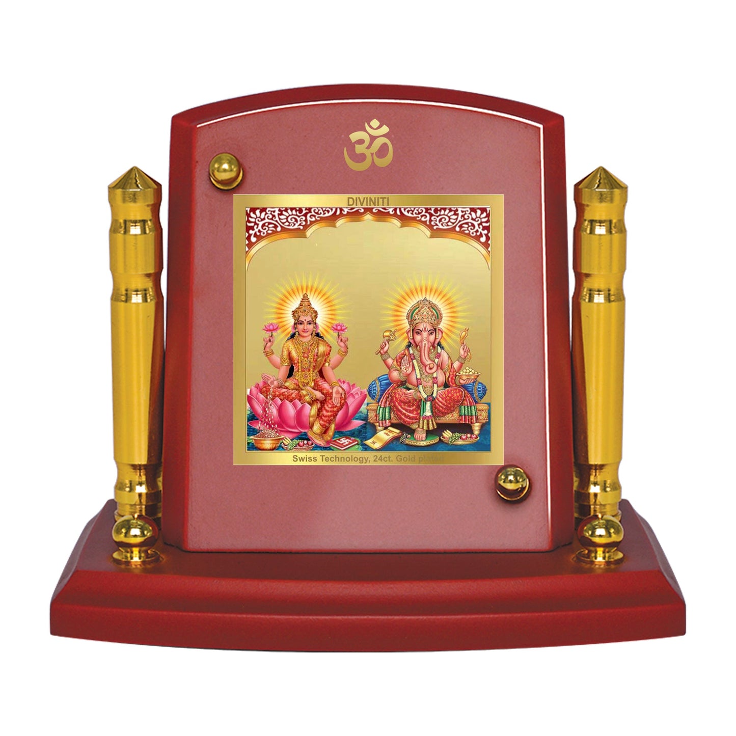 Diviniti 24K Gold Plated Laxmi Ganesha For Car Dashboard, Home Decor, Puja Room, Gift (7 x 9 CM)