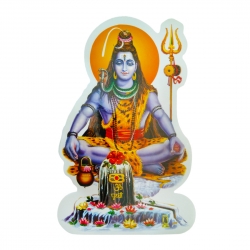Ratnatraya Energized Sitting Small Hindu Lord Shiva God Sticker of Wall / Door, Bike, Pooja Room, Car Rear View for Spiritual Protection