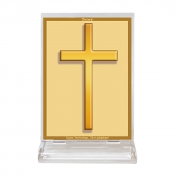 Diviniti Acrylic Car Frame Gold Plated Normal Foil Cross Sign (ACF-3)