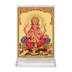 Diviniti Acrylic Car Frame Gold Plated Normal Foil Sitting Ganesha (ACF-3)