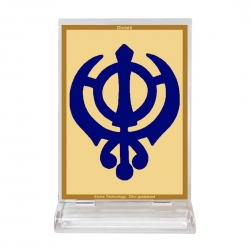 Diviniti Acrylic Car Frame Gold Plated Normal Foil Khanda Sahib (ACF-3)