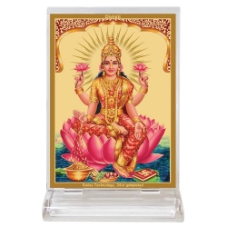 Diviniti Acrylic Car Frame Gold Plated Normal Foil Lakshmi Sitting On Lotus (ACF-3)