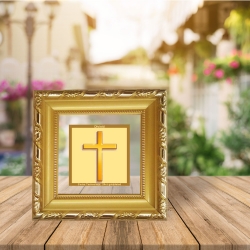 Diviniti Double Glass Photo Frame Gold Plated Normal Foil Cross Sign (DGF-1A)